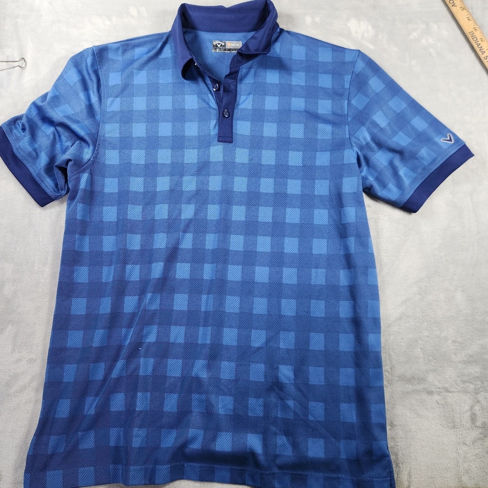 Callaway Golf Shirt Polo Opti-Dri  XL Blue Checker Print Golf‎ Casual